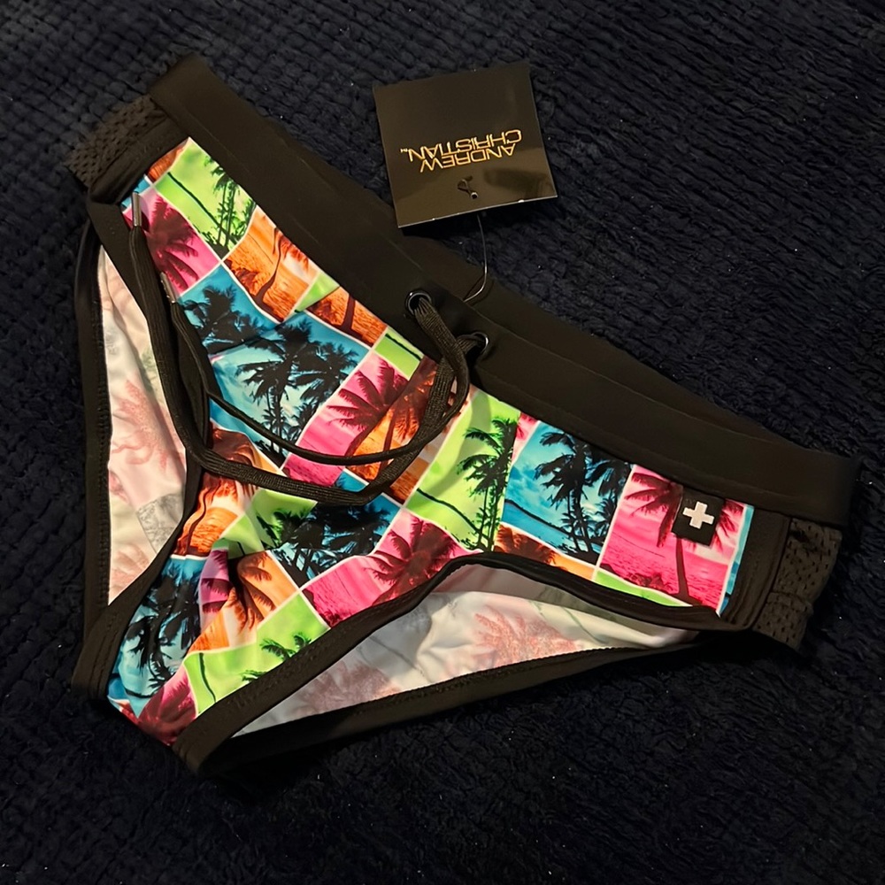 Men’s Andrew Christian Island Palms Mesh Bikini - Size S